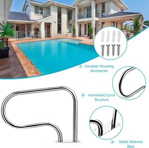 Main courante de piscine en acier inoxydable 2 pièces pour piscines enterrées avec plaque de base, montage facile, sécurité, <span class=keywords><strong>marque</strong></span> OEM Guangdong - Product Image 4
