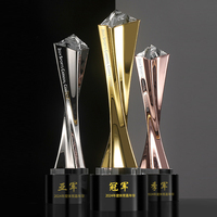 Trophée en métal cristallin personnalisable, récompense créative pour les employés excellents et les équipes, trophée or, argent, cuivre