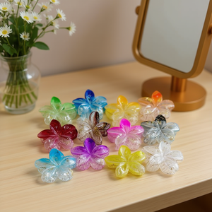 Fermaglio per capelli trasparente con fiore spazzolato da 8 cm, accessorio per donna - Product Image 3