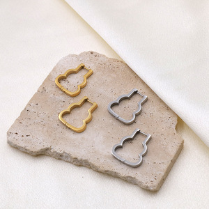 Geometric Huggie Earrings <b>Titanium</b> Steel Minimalist Design Fashion <b>Studs</b> For Women And Men - Product Image 1