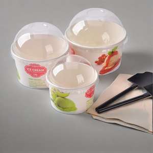 Conception personnalisée Gobelet en papier écologique biodégradable jetable à double paroi pour crème glacée avec couvercles - Product Image 1