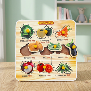 TINNY Rompecabezas educativo de madera con imágenes de verduras para niños de 0 a 4 años, tablero de rompecabezas de 9 piezas para niños y niñas - Product Image 3