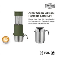 Machine à expresso portable manuelle 2-en-1 et mousseur à lait – Actionnement manuel – Compatible capsules NS et café moulu – Vente en gros OEM/ODM