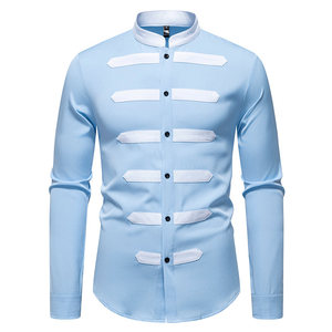 C74 Chemise à col mandarin à manches longues de style chinois pour <span class=keywords><strong>hommes</strong></span> <span class=keywords><strong>Chemises</strong></span> formelles - Product Image 1