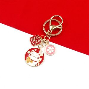 Porte-clés Chat Porte-Bonheur Dessin Animé Maneki Neko pour Voiture & Sac, Pendentif Mignon en Alliage pour Femme, Cadeau Créatif Porte-Bonheur - Product Image 3