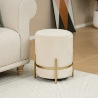 Bailey Furniture INS Internet célébrité vente chaude tabouret velours blanc siège rond métal fer pouf pour salon