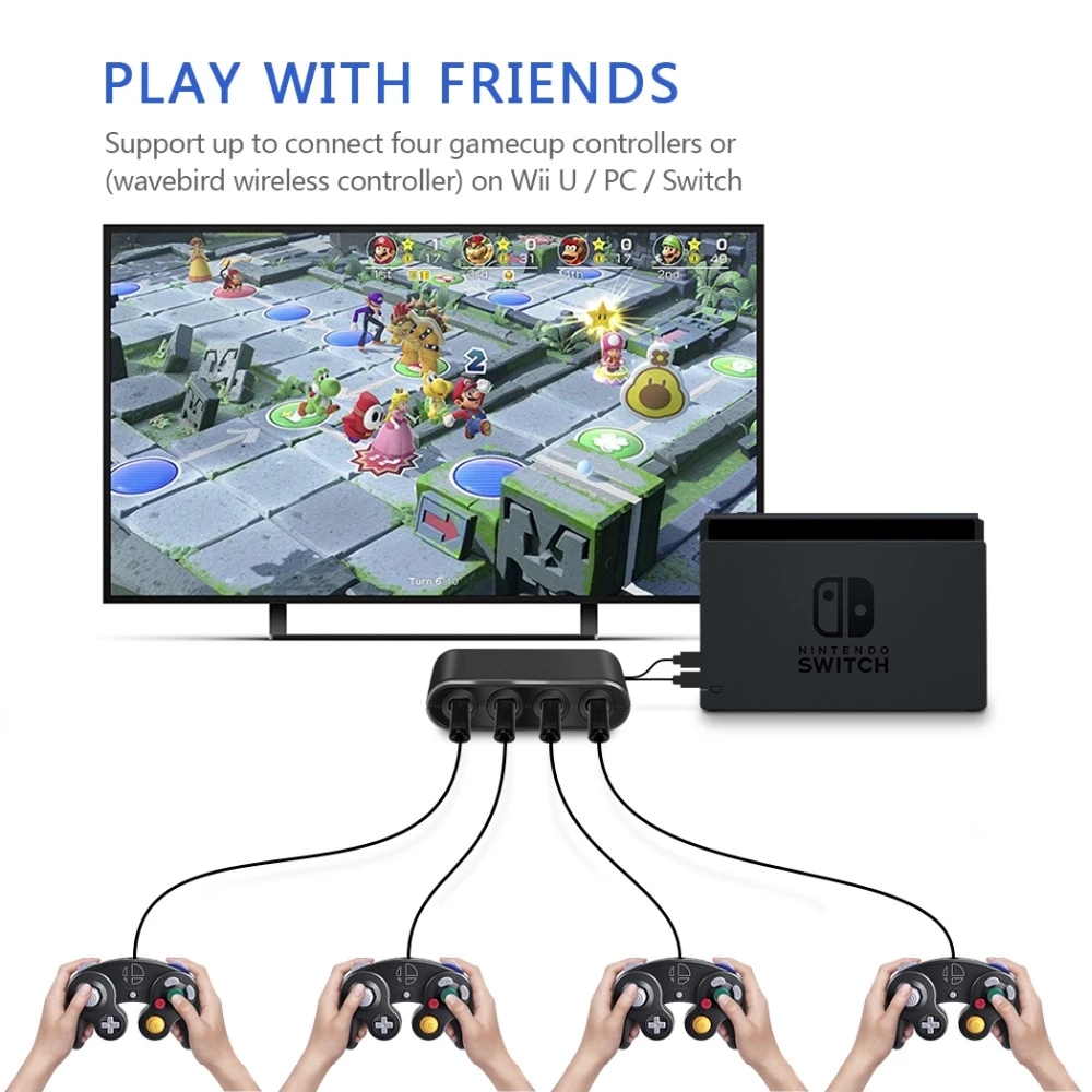 ゲームキューブGCコントローラー用4ポートゲームコンバーター