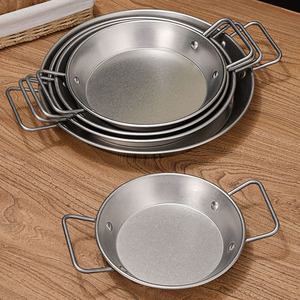 Assiette de fruits de mer vintage en acier inoxydable Double <span class=keywords><strong>oreille</strong></span> <span class=keywords><strong>plate</strong></span> coréenne poulet frit et frites assiette à collation faire de vieilles assiettes à spaghetti - Product Image 1