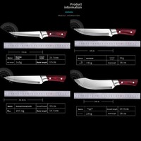 Couteau à désosser style TikTok ; Lame en acier 4C13 de 185 mm, exceptionnellement tranchante pour boucherie, découpe de viande et portionnement en abattoir