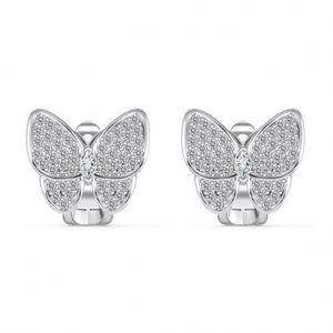 Dylam Charm Dainty 925 Sterling <b>Silver</b> Rhodium Plated 5A Cubic Zirconia <b>Clip</b>-on Butterfly Stud Earrings for Women - Product Image 4