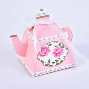 Popular Two Flowers Pink Teapot Design Wedding Favor box