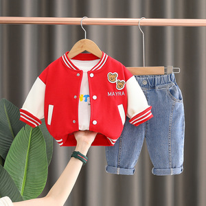 Completo Casual da Baseball a Tre Pezzi con Stampa per Bambini Maschi da 1 a 5 Anni - Product Image 1