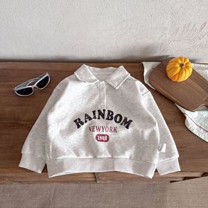 Automne enfant en bas âge sportif couleur unie Polo garçons sweats enfants garçons pull <span class=keywords><strong>sweat</strong></span> mode unisexe vêtements - Product Image 4