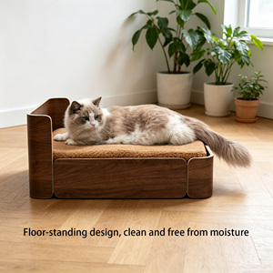 Cama de Lujo para Gatos de Madera Maciza con Logotipo Personalizado, con Colchón y Juego de Platos de Acero Inoxidable, Camas Elevadas para Perros Pequeños al por Mayor - Product Image 2
