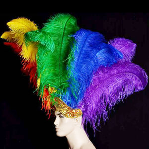 Grosir Pabrik pemasok bulu Tiongkok Festival Karnaval promosi bulu besar bulu burung unta tiang tebal dicelup - Product Image 2