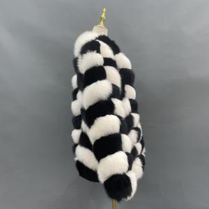 Luxury Chessboard Pattern Black White Mix giacca di pelliccia di dimensioni personalizzate <span class=keywords><strong>cappotto</strong></span> di pelliccia di volpe artica invernale - Product Image 3