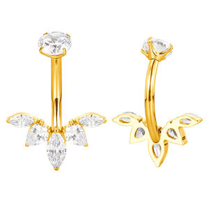 GZN AFTM F136 Conjunto de bisel de titanio CZ Top con <span class=keywords><strong>3</strong></span> Marquesa CZ y 2 anillos de ombligo de pera CZ - Product Image 4