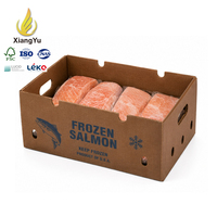 Boîte à poisson en carton ondulé enduit de cire Xiangyu avec poignées, étanche, pour le transport de fruits de mer congelés, fabricant ODM