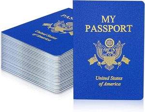 Carnet de passeport vierge personnalisé bleu, carnet de voyage, livre de collection d'autocollants pour enfants - Product Image 1
