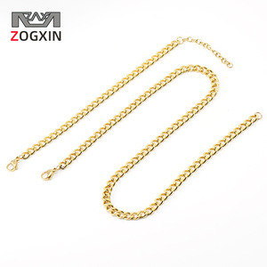 Zogxin Cuban Chain Necklace Bracelet 1.5x6x8mm Gold Color 45cm 165cm Hip Hop Jewelry Fashion Chains For Men Women Gift - Product Image 1