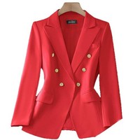 Ensemble de costume chic et professionnel pour femme, blazer rouge boutonné, coupe ajustée, en polyester infroissable, collection Printemps 2026