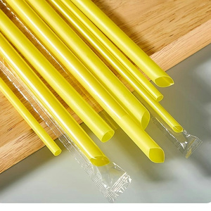 Màu vàng 8mm phân hủy sinh học PLA Smoothie ống hút thân thiện với môi dùng một lần cắm trại bên Bộ đồ ăn 6mm-12mm Đường kính uống ống hút - Product Image 1