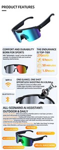 Lunettes caméra intelligentes <span class=keywords><strong>Google</strong></span> Xo1 UltraSmart, <span class=keywords><strong>photos</strong></span> 8MP, vidéo 1080P, stockage 32 Go, étanches IP64, assistant IA, <span class=keywords><strong>traduction</strong></span> en temps réel - Product Image 4