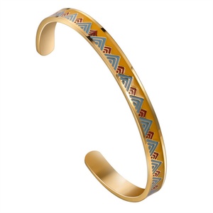 Factory Ready Stock Cool Enamel Jewelry Stainless Steel Gold Plated Cuff Bracelet Women Fashion Accessories - Product Image 6