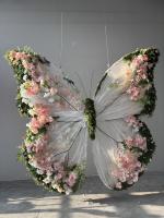 Grande fleur artificielle unique en organza, faite à la main, en forme de papillon géant, pour décoration de mariage, mur de fleurs, arrangement floral