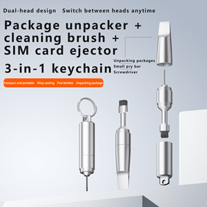 Nuevo Llavero Multiusos Impermeable de Doble Cabeza con Herramienta para Extraer Tarjetas SIM, Abridor de Paquetes y Cepillo de Limpieza, Portátil, de Aleación de Aluminio - Product Image 3