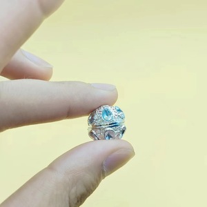 Rhinestone <b>Ball</b> Jewelry Accessory Round Silver Plated With Colorful Zircon For Jewelry Making - Product Image 4
