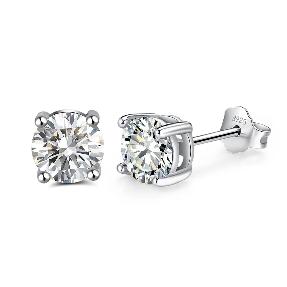 RINNTIN SE84 Real 925 Sterling Silver Jewelry Cubic Zircon Birthstone Stud Earrings for Women