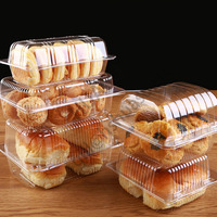 Récipient d'emballage alimentaire transparent en PET à clapet spécial pour boulangerie, boîte à gâteau jetable, boîte à pain à emporter transparente