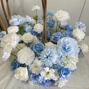 GreenLife High Quality 60cm Blue White White <b>Artificial</b> Flower Centerpiece for Wedding Table Banquet Decoration - Product Image 5