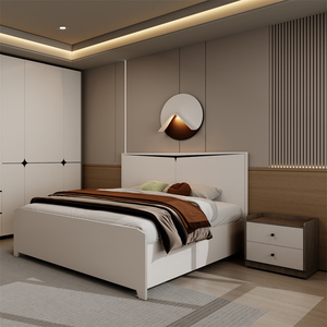 Set Camera da Letto Minimalista <span class=keywords><strong>Istanbul</strong></span>, Letto Matrimoniale Moderno con Struttura in Legno, Set Completo di Mobili per Camera da Letto in MDF - Product Image 3