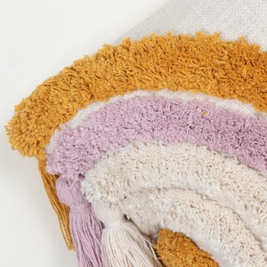 Funda de Cojín Bordada con Textura Boho, Color Marfil y Amarillo, con Flecos, 100% Algodón, Borde Cuadrado, Decoración para el Hogar, Precio al por Mayor - Product Image 6
