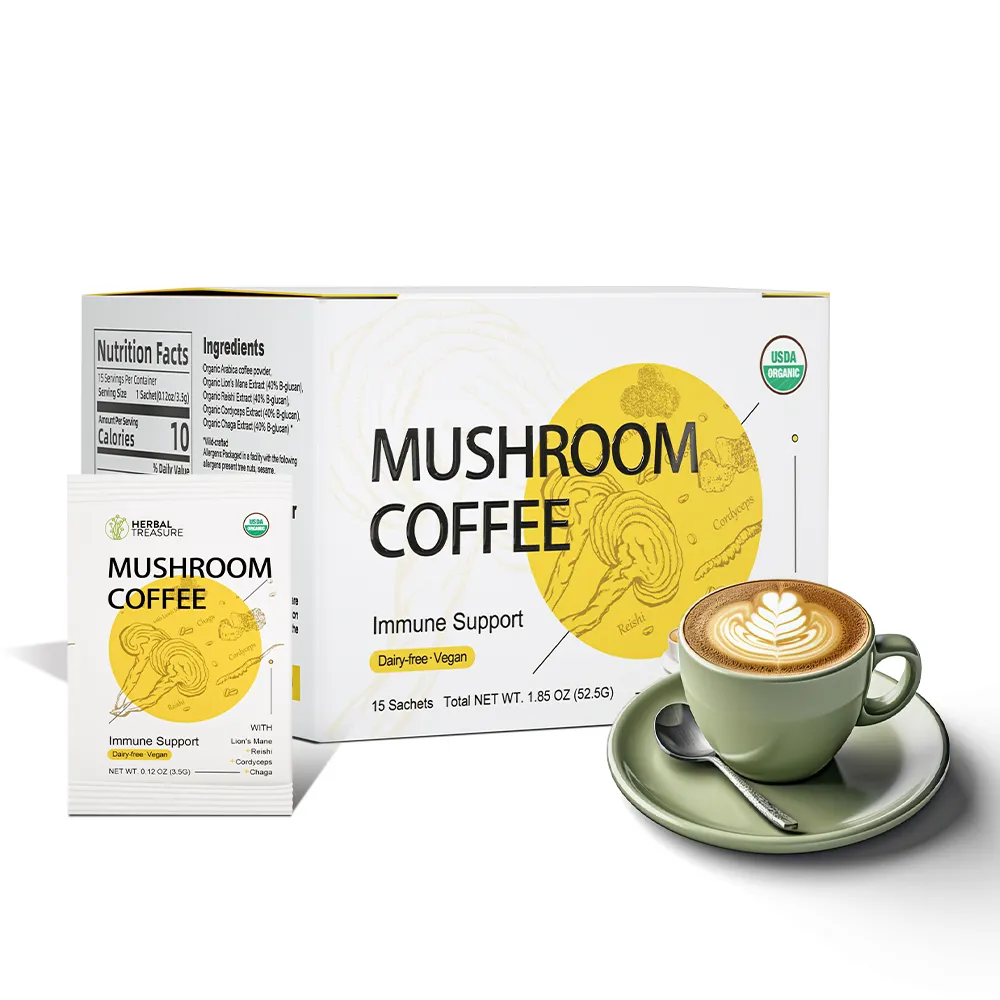 Wholesale Price Herbal Extracts Supplements Ganoderma Lions mane Chaga Cordyceps Mushroom Instant Coffee