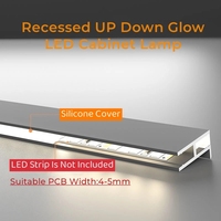 Bandes LED ultra-minces en alliage d'aluminium anodisé de 18 mm, éclairage encastré haut/bas, rétroéclairage dimmable pour placard, cave à vin, bibliothèque