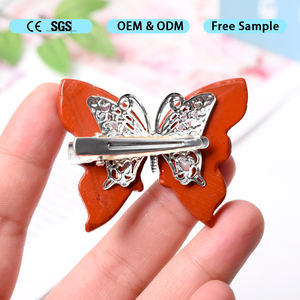 女の子のギフトのための卸売天然クリスタル蝶ヘアピンクリスタル工芸品蝶ヘアピン - Product Image 3