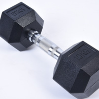 Mancuernas Hexagonales Recubiertas de Hierro Fundido Comerciales de 10 kg/15 kg/20 kg, Negras/Plateadas, Equipo de Gimnasio de Peso Libre para Ejercicio, Set de Fitness