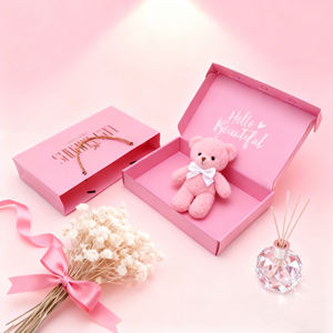 Cajas de Cartón Corrugado Rosa con Logotipo Personalizado, Hechas con Materiales Reciclados, <span class=keywords><strong>para</strong></span> Empaque de Cosméticos, Pelucas <span class=keywords><strong>y</strong></span> Ropa, con Bolsa de Correo <span class=keywords><strong>y</strong></span> Bolsa de Papel - Product Image 1