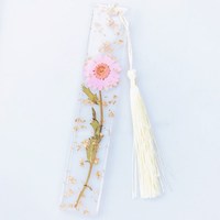 Marque-page transparente avec fleurs séchées, 1 pièce, en résine, pour la lecture, journal personnel, porte-livre, cadeau, promotion