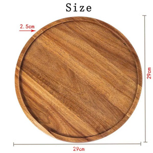 Planche à découper en bois d'acacia, assiette ronde pour pain, plateau à fromage, steak, pizza, plat peu profond, utilisation en cuisine - Product Image 3