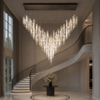 Lustre suspendu LED rectangulaire en verre artistique sur mesure pour hall d'hôtel, villa, escalier - Prix usine de gros
