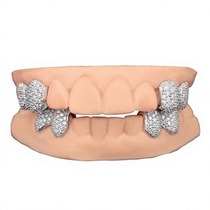 Grillz dentaire unisexe en or massif 14K, forme papillon, avec strass en cristal et micro-incrustations, style Hip-hop, pour usage quotidien et soirées - Product Image 1