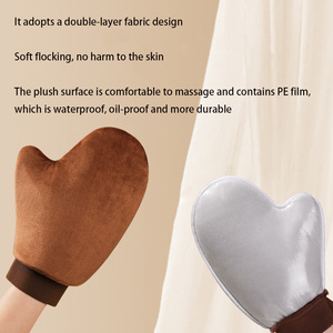 Vente en gros Marque privée Mitaines de bronzage double face <span class=keywords><strong>Gant</strong></span> <span class=keywords><strong>autobronzant</strong></span> en velours Cuisson Applicateur de poignet élastique Mitaines de bronzage - Product Image 6
