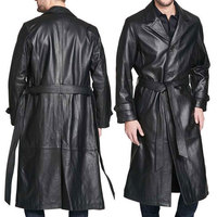Manteau d'hiver long pour homme de bonne qualité, en cuir véritable, écologique, respirant, réversible, imperméable, 100% cuir