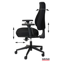 Chaise de bureau SUN-FLEX MB - Soutien lombaire réglable et dossier intégral, capacité 120 kg, assise synchronisée avec amortissement, base pivotante