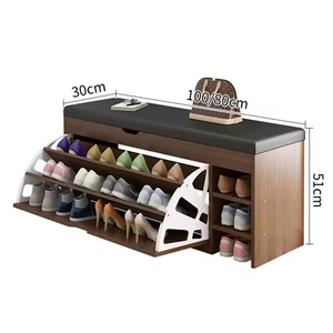 Zapatero de <span class=keywords><strong>madera</strong></span> con taburete para el hogar y el dormitorio, mueble moderno de almacenamiento sencillo para interiores, hecho de <span class=keywords><strong>madera</strong></span> <span class=keywords><strong>MDF</strong></span> duradera - Product Image 4