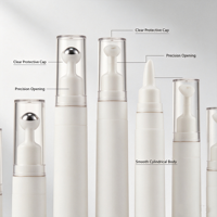 Flacon pompe airless à bille roulante 5ml 10ml 15ml Blanc nacré – Contenant airless pour soins de la peau, baume à lèvres, sérum pour les yeux, crème